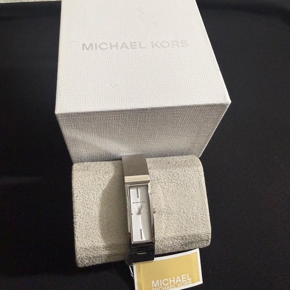 Michael Kors Silver Rectangular Slim Bangle Watch… - image 2